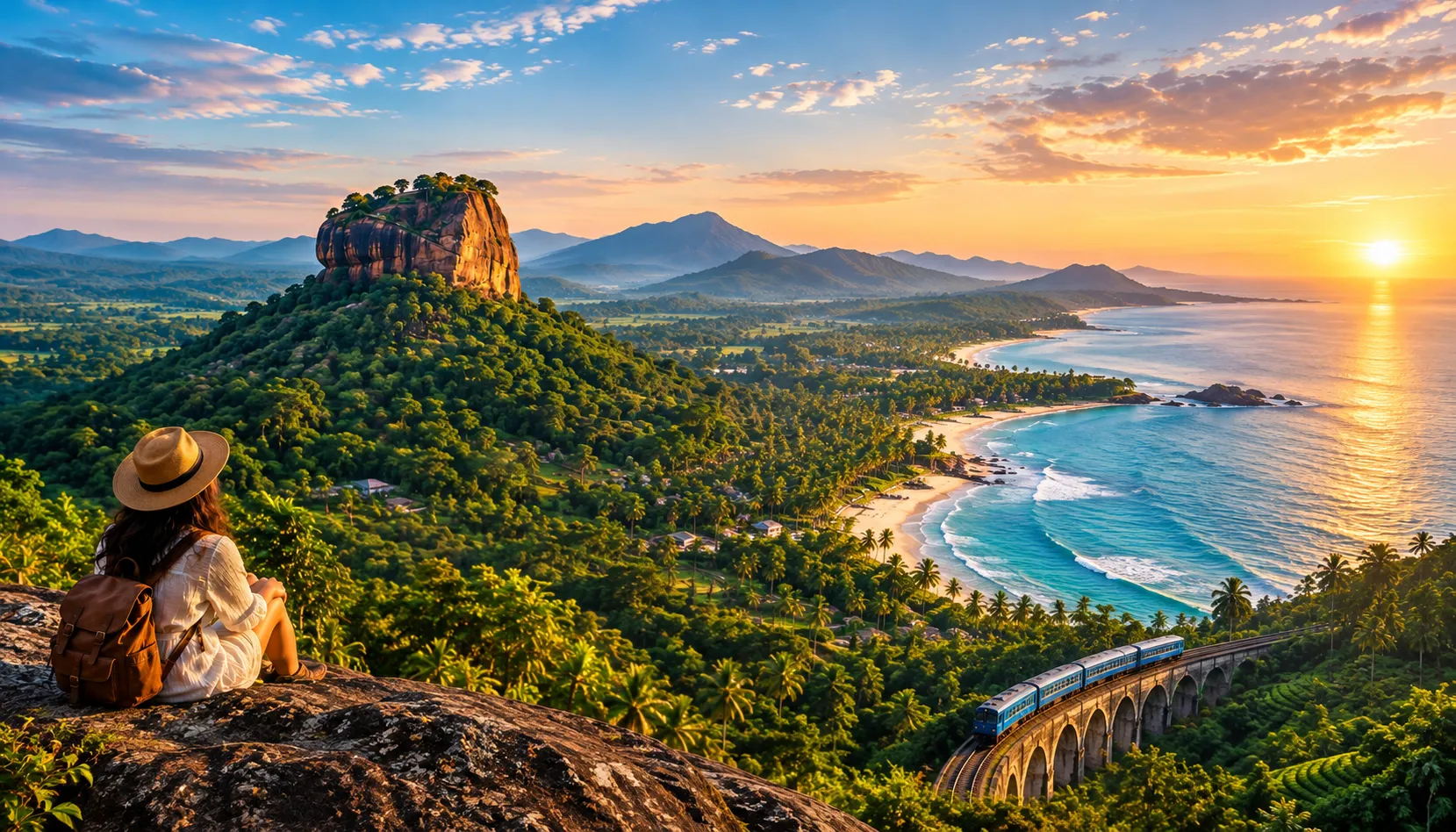 Sri Lanka landscape with lush green hills and ancient cultural heritage
